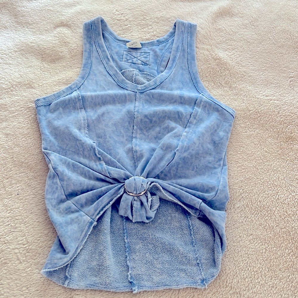 Blue Distressed Tank Top